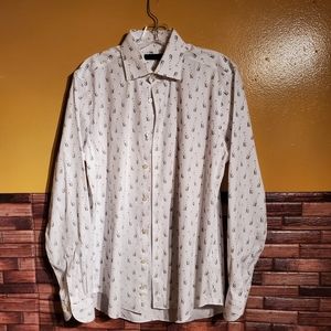 Saks Fifth Avenue Mens Long Sleeve White Button Down Shirt Size Medium